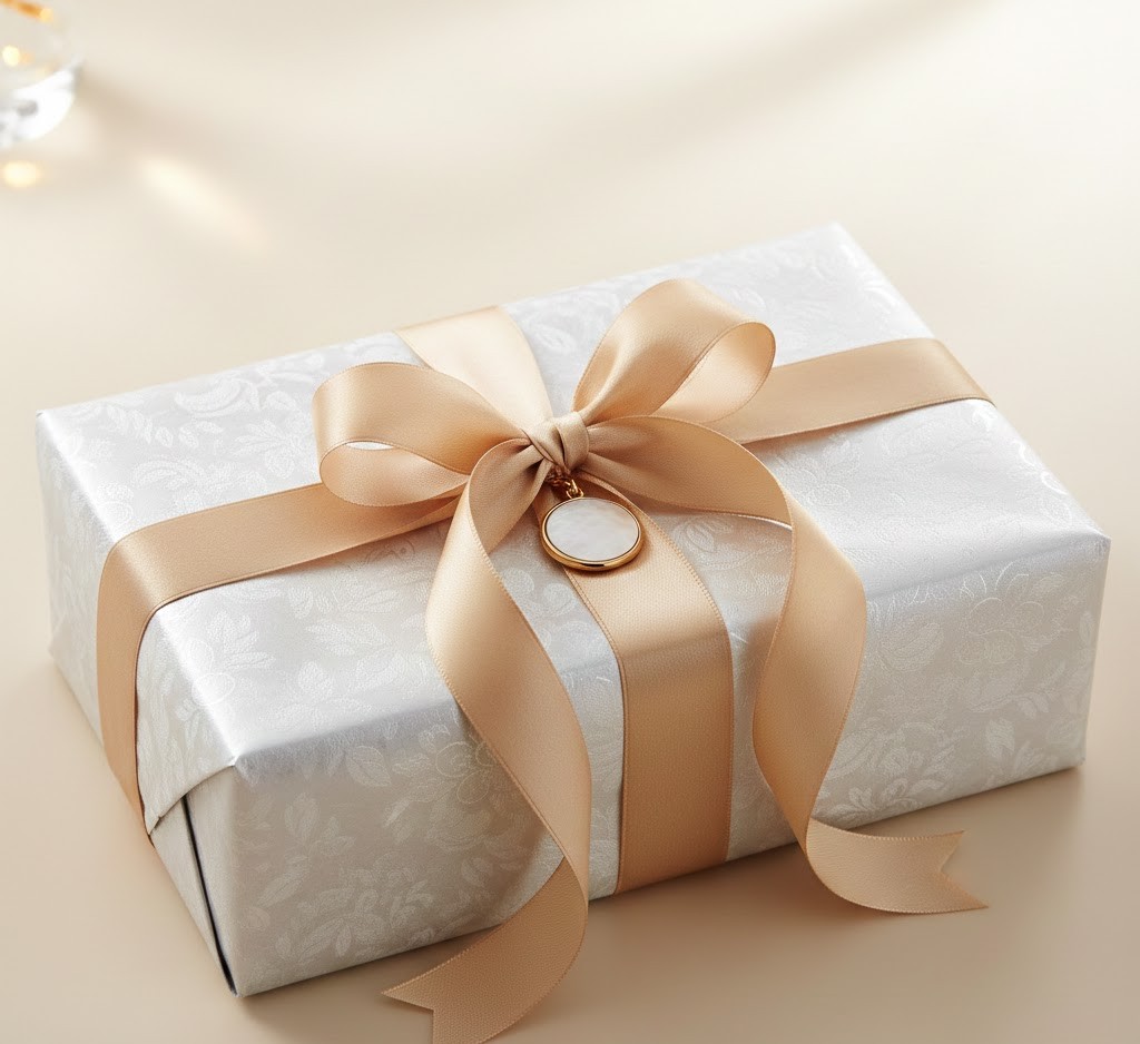Champagne gold wrapped gift