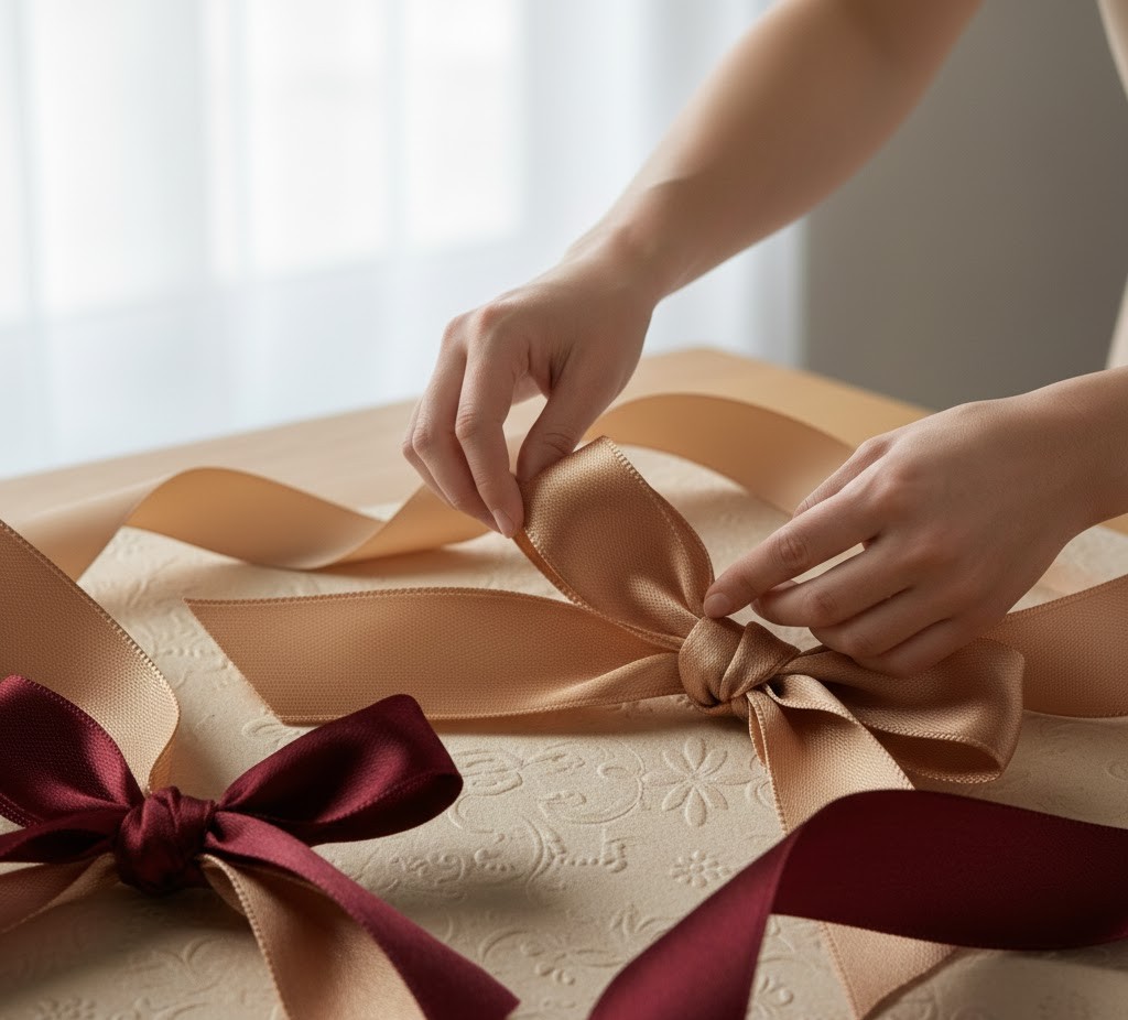 Artisan creating ribbon bow
